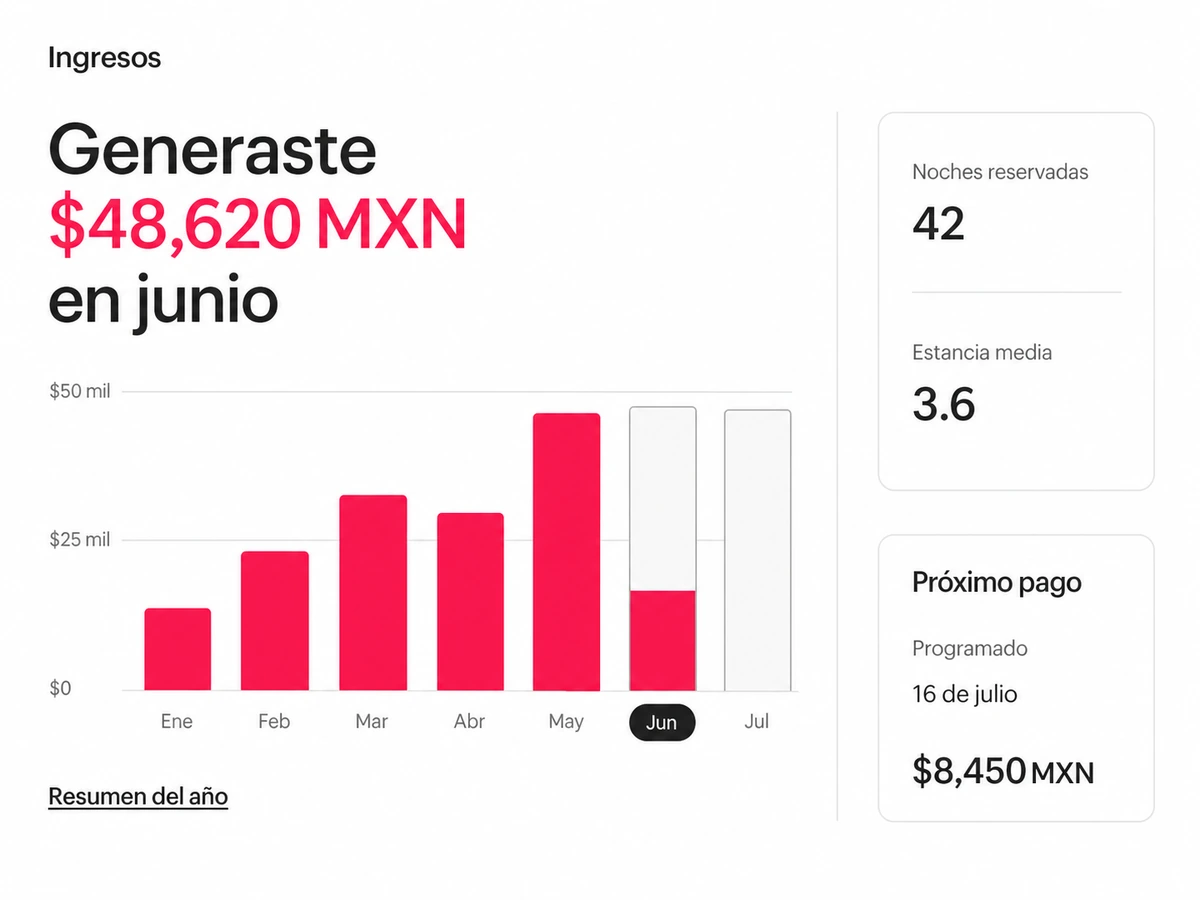 Reporte financiero de una propiedad vacacional sobre una mesa